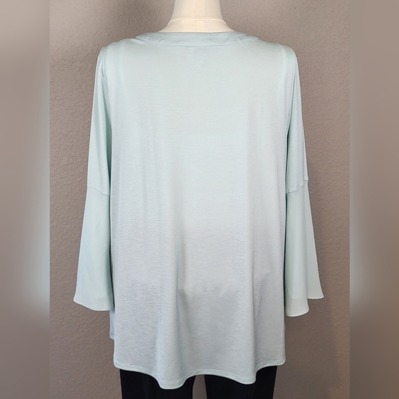 CATO Light Mint Green Embellished Neckline Bell Sleeve Top - Plus Size 18/20W - Picture 4 of 10